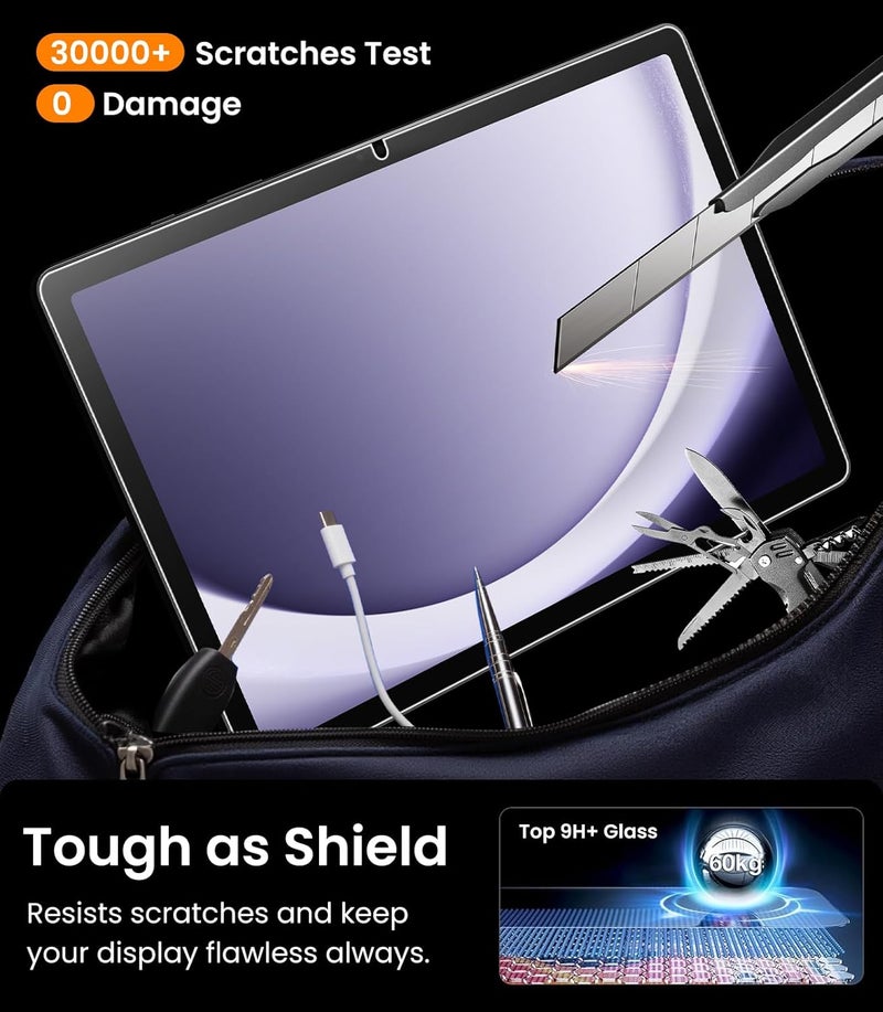 iGluz 2 Pack 9H Tempered Glass Screen Protector for Samsung Galaxy Tab A9+/A9 Plus (11 inch) with Easy-Install Alignment Tray,12FT Shatterproof,Bubble Free,HD Clear,Scratch Resistant,S Pen Compatible - Image 5